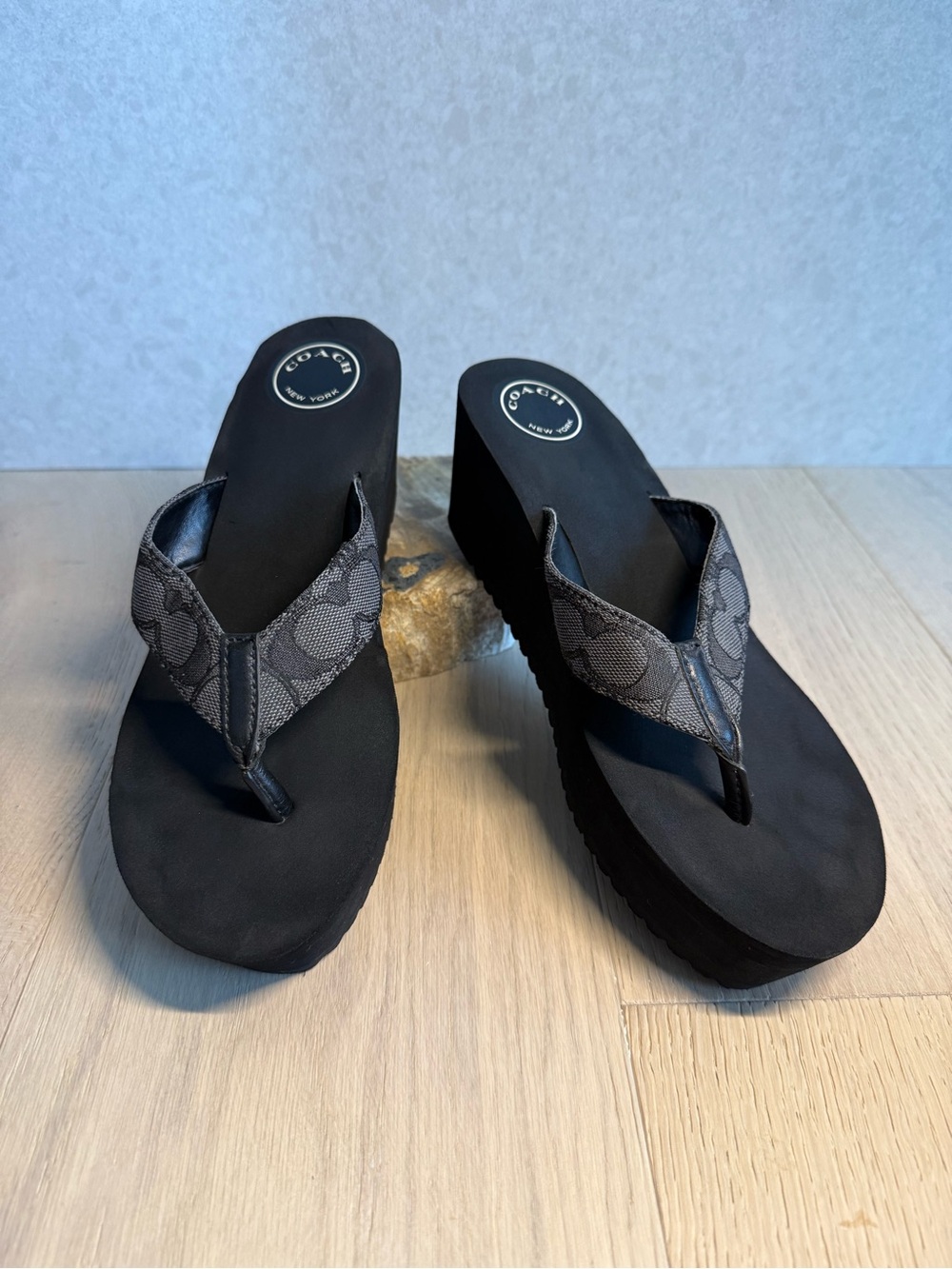 Coach Black Platform Wedge Sandals - Picture 5 of 9